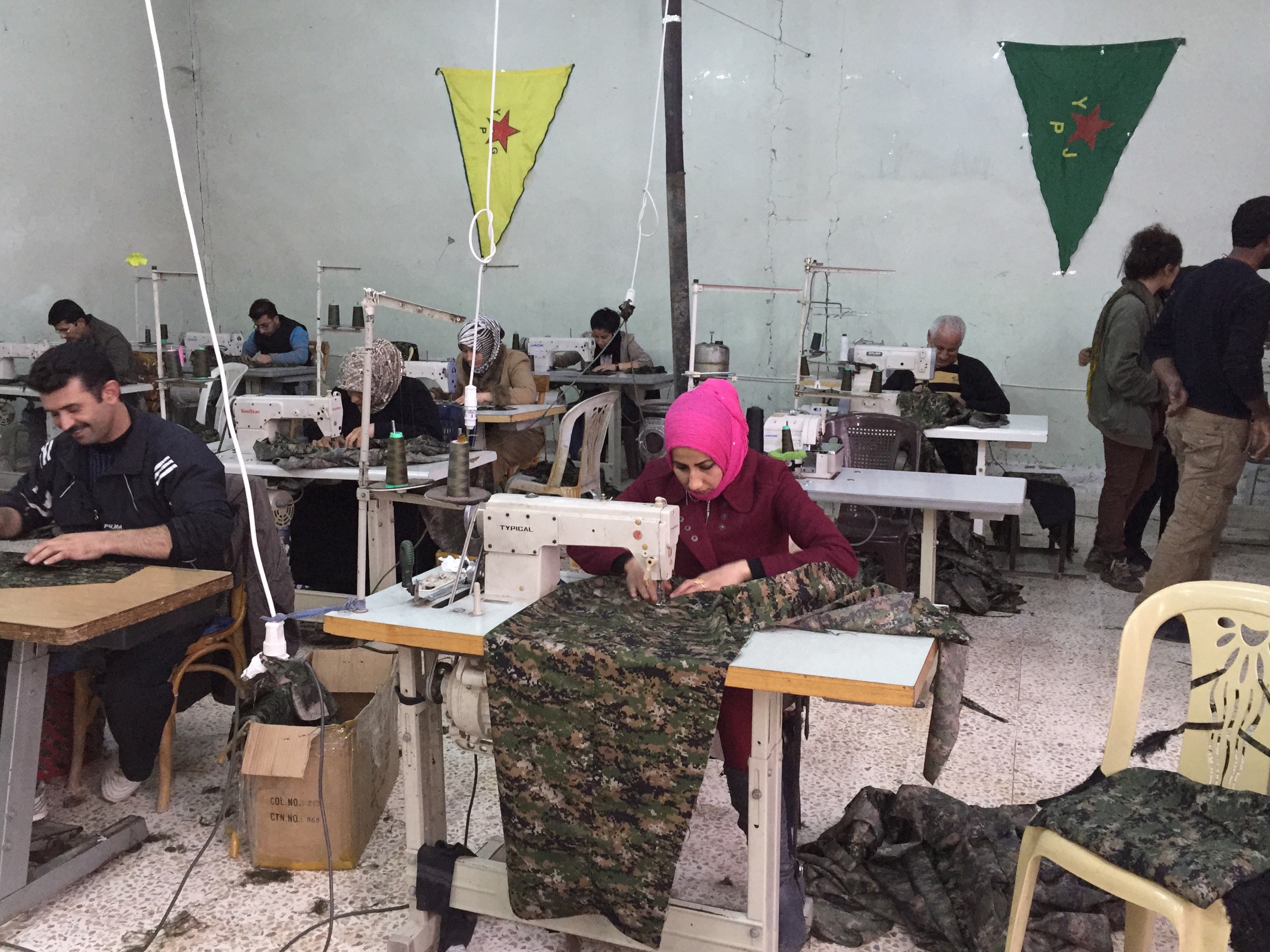Members of a sewing cooperative in Rojava (Janet Biehl/Wikipedia)
