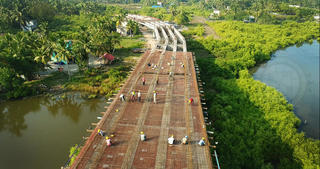 A road being built across a river