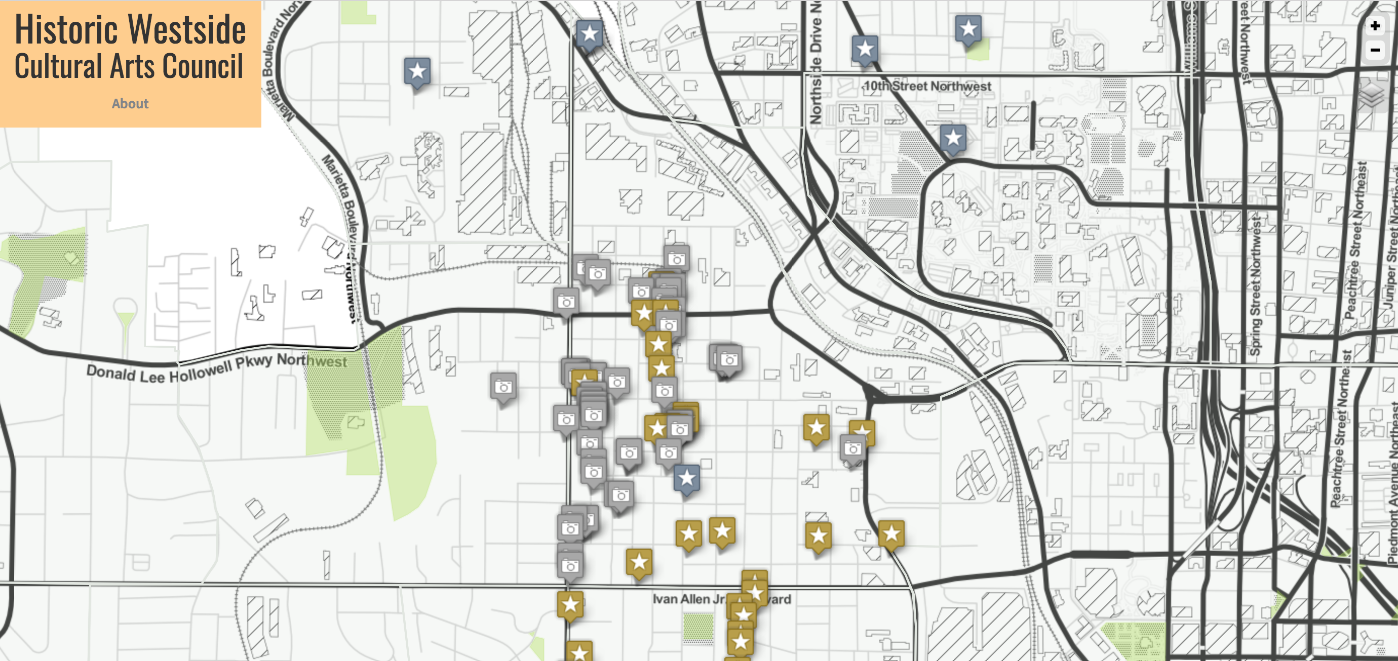 An interactive map of Westside neighborhood in Atlanta