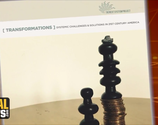 The cover of our "Reversing Inequality" report as seen on the program