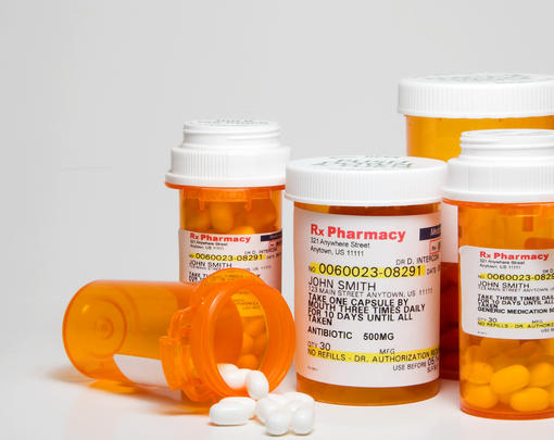 Containers of prescription medication