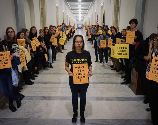 Sunrise Movement Green New Deal demonstration Congress