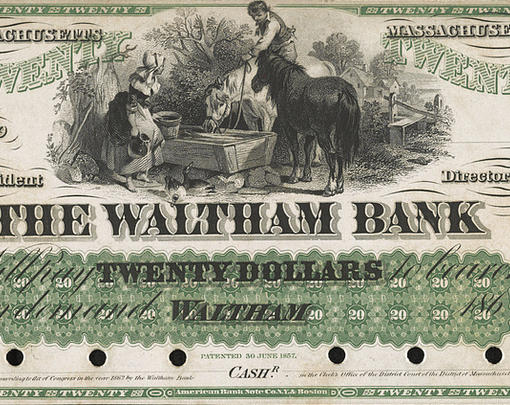 A private bank note from the 19th century