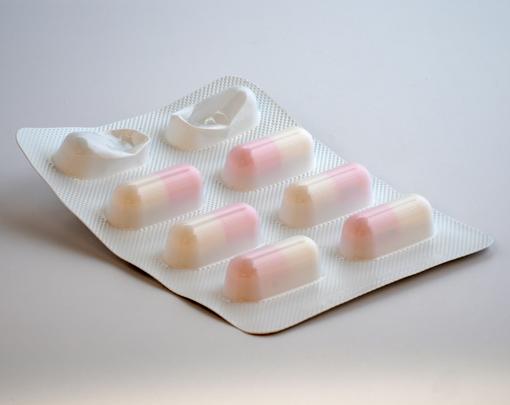 A blister pack of medicine in pill form