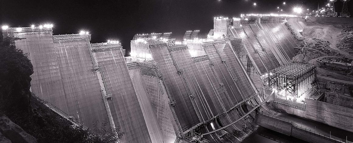 A large dam being constructed
