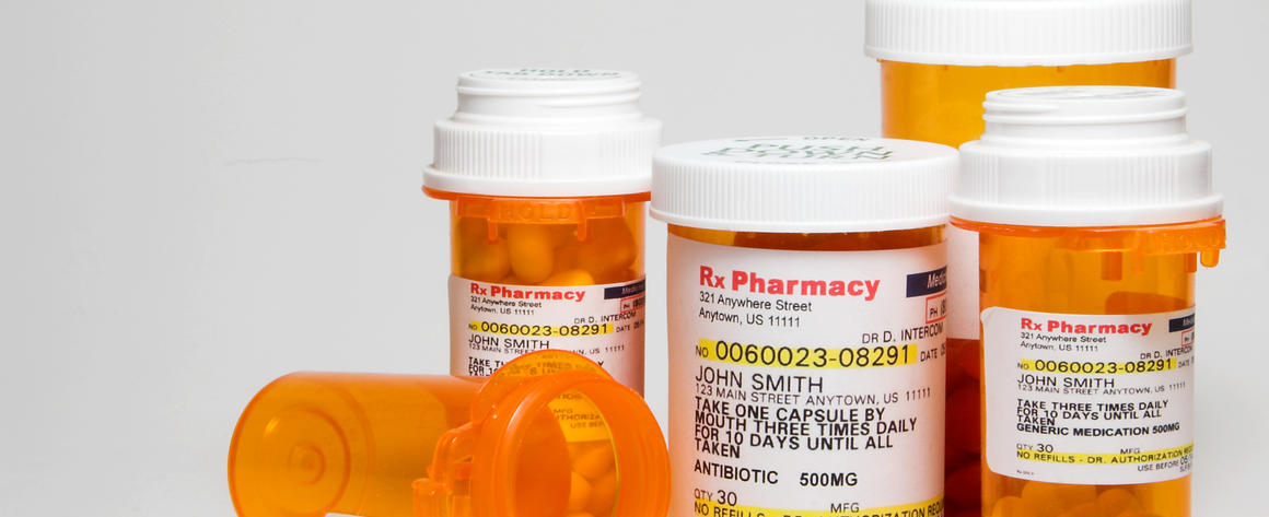 Containers of prescription medication